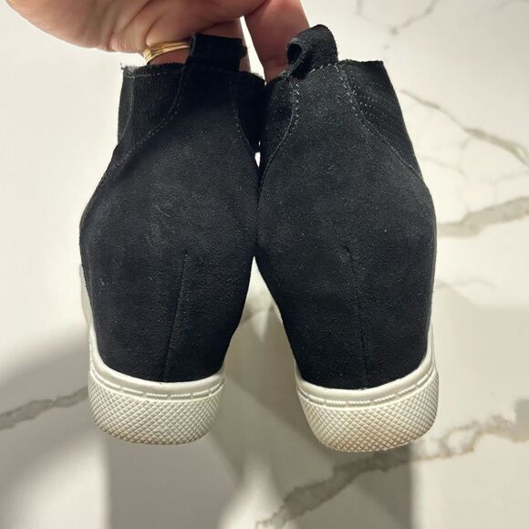 Steve Madden | Women’s Wavery Black Suede Wedge Sneakers Chic High Top Size 7 - Picture 4 of 10